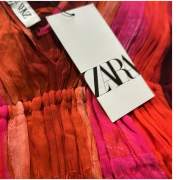 NWT ZARA WOMAN SLEEVELESS V-NECK BEAD APPLIQUES TIE-DYE MIDI DRESS M 7521/253 - Picture 9 of 9